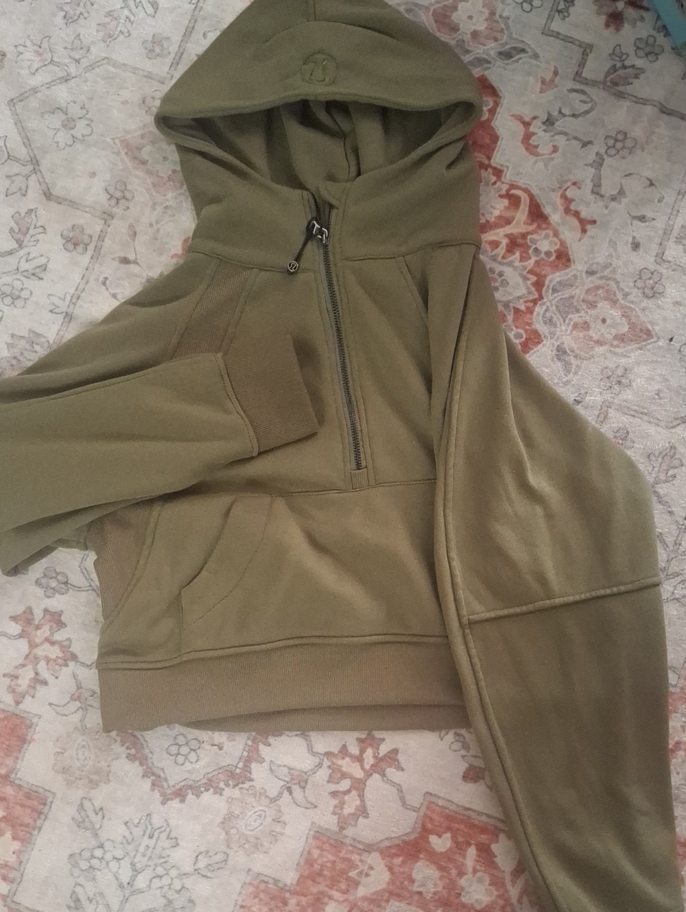 Olive Green Hooded Sweatshirt - Women